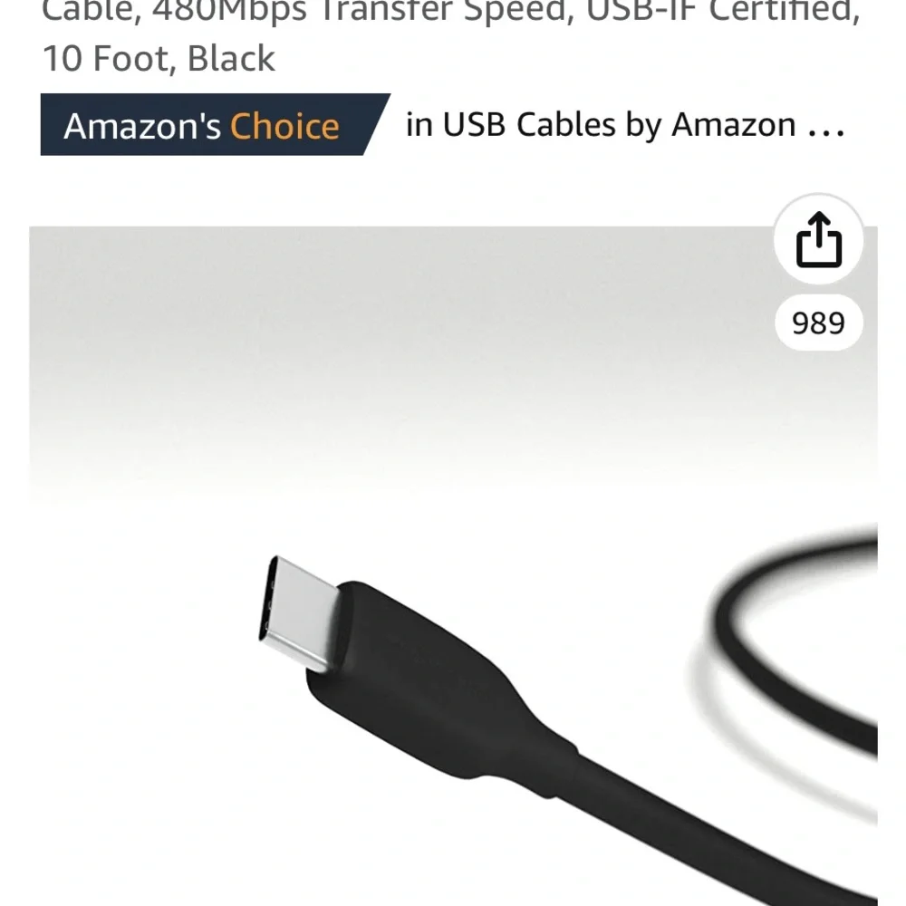 Brand new 10' long USB-C cord.